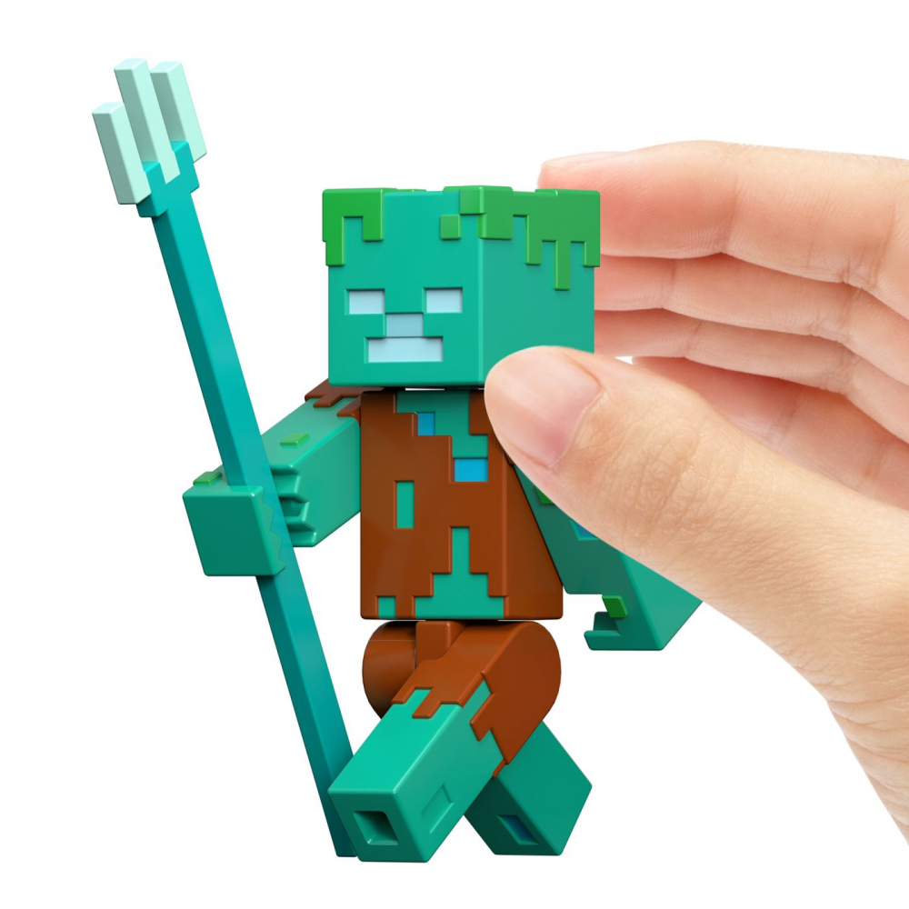 MINECRAFT CRAFT A BLOCK FIGURINA DROWNED 8CM [7]