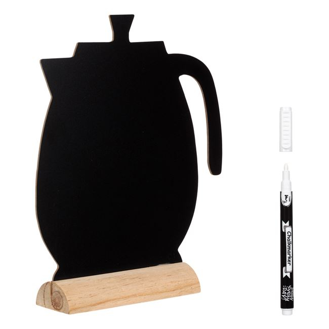 Mini tabla din lemn design ceainic pentru activitati crafts,marker inclus,24x29 cm