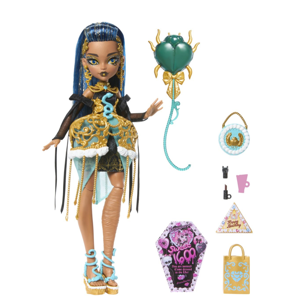 MONSTER HIGH ZIUA DE NASTERE DULCE SI INFRICOSATOARE PAPUSA CLEO DE NILE CU ACCESORII [2]