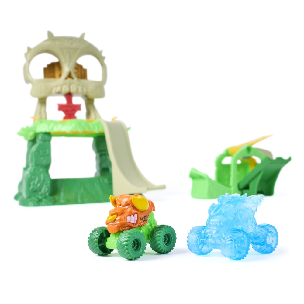 MONSTER JAM MINI JAMS SET DE JOACA CRASH AND CRUMBLE JUNGLE CU MASINUTELE EL TORO LOCO SI DRAGON [8]