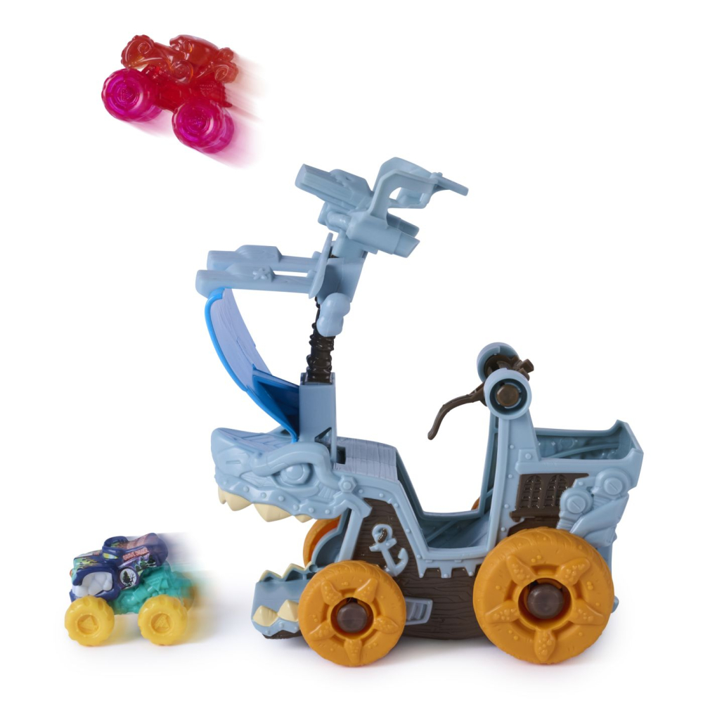 MONSTER JAM MINI JAMS SET DE JOACA LANSATOR MEGALODON DISTRUGATOR MARIN [2]