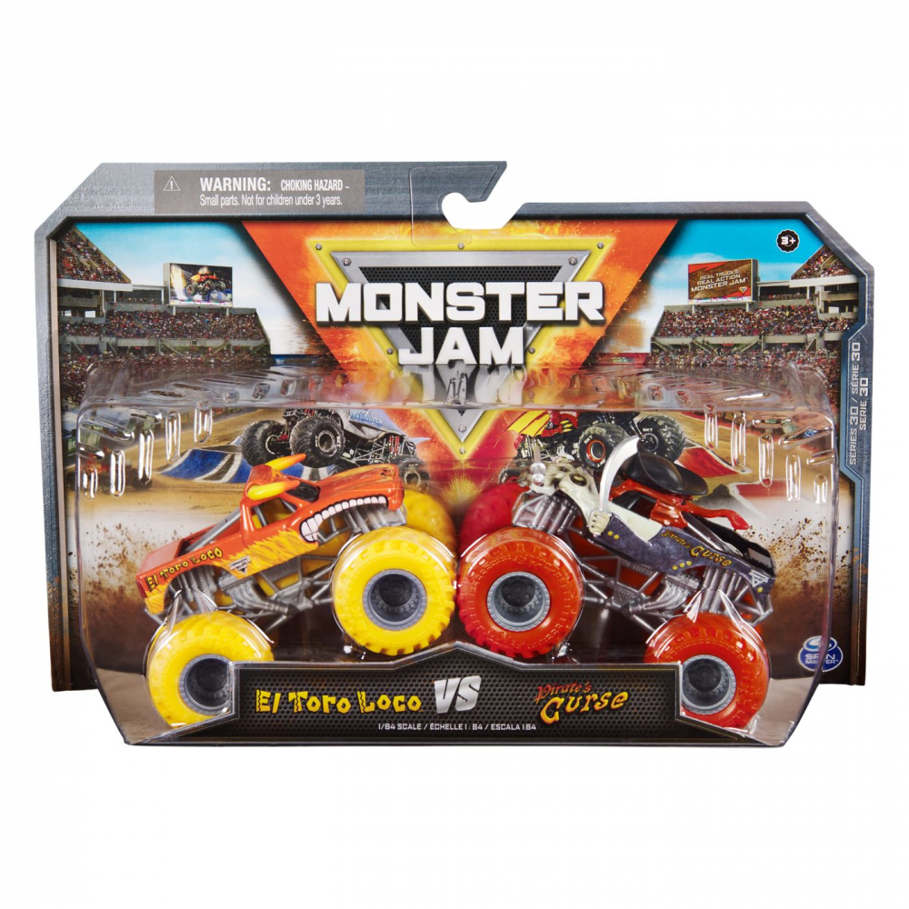 MONSTER JAM SET 2 MASINUTE METALICE EL TORO LOCO SI PIRATES CURSE SCARA 1 LA 64