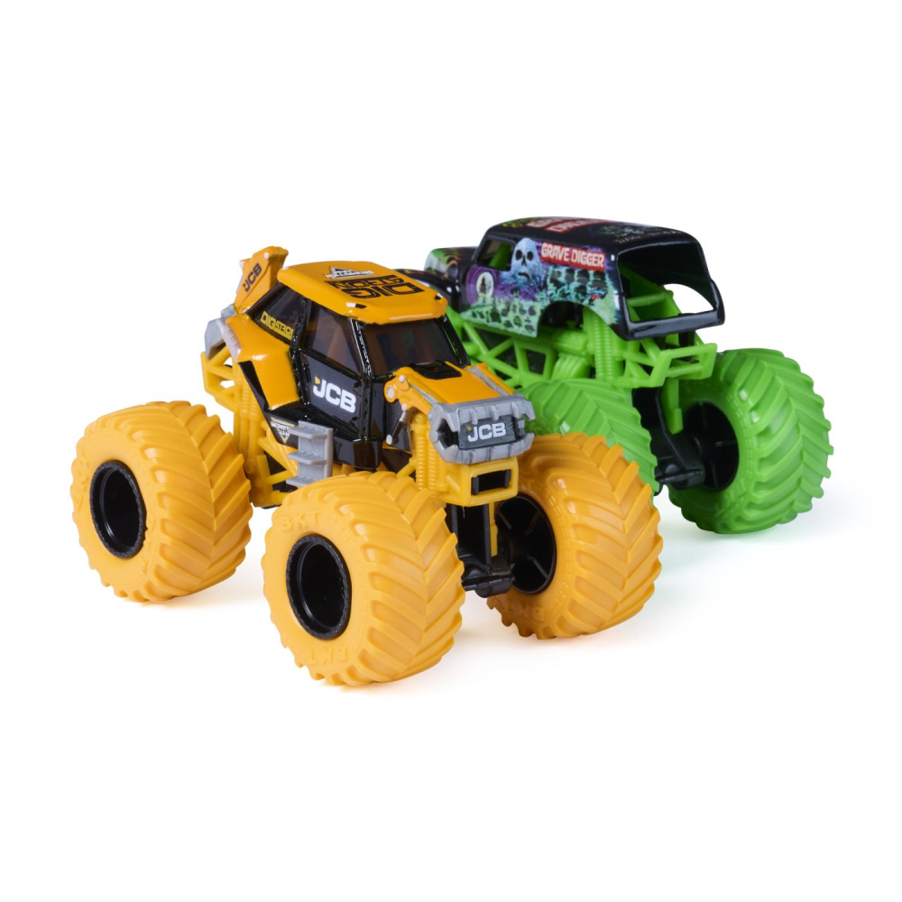 MONSTER JAM SET 2 MASINUTE METALICE JCB DIGATRON SI GRAVE DIGGER SCARA 1 LA 64 [2]