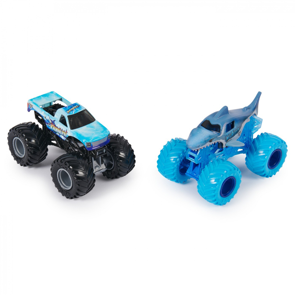 MONSTER JAM SET 2 MASINUTE METALICE MEGALODON SI HOOKED SCARA 1:64 [2]