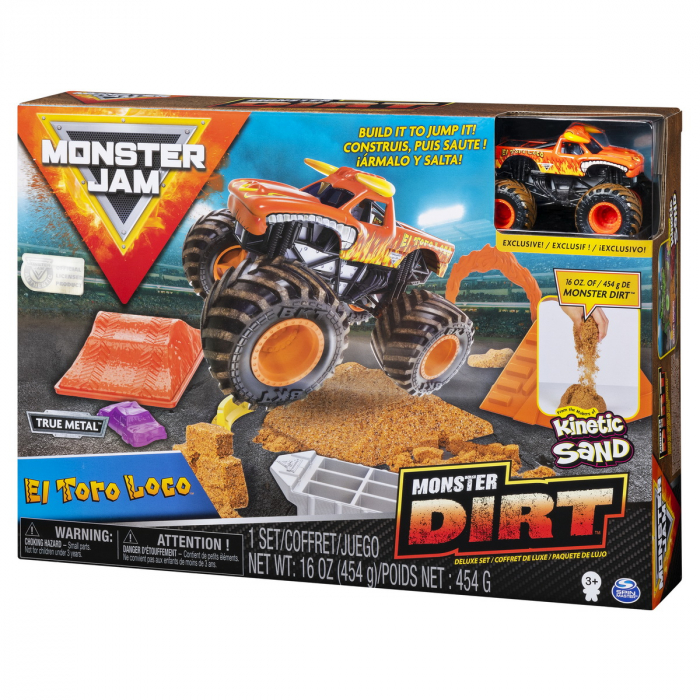 Monster jam set camioneta cu nisip si accesorii el toro loco