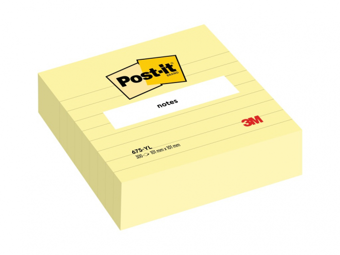 Notes adeziv post-it canary yellow, liniat,300 file