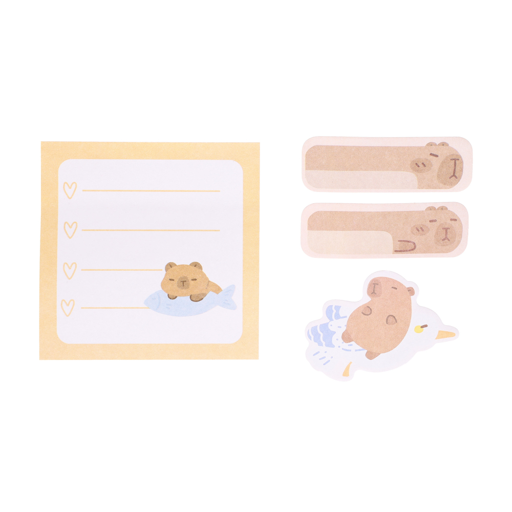 Notițe adezive Strigo Capybara portocaliu pastel – sticky notes decorative pentru birou [3]
