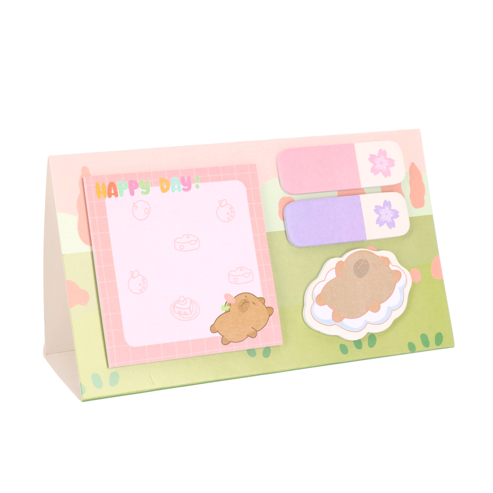 Notițe adezive Strigo Capybara roz pastel – sticky notes decorative pentru birou [2]