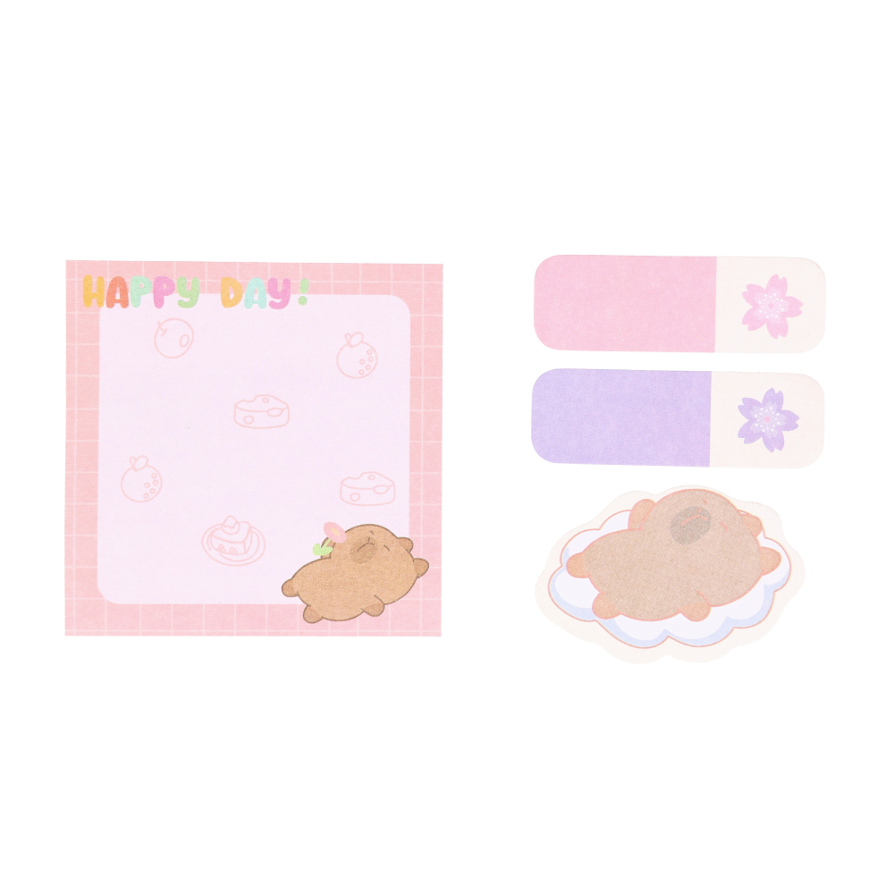 Notițe adezive Strigo Capybara roz pastel – sticky notes decorative pentru birou [3]