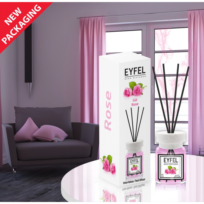 Odorizant camera cu betisoare, aroma de trandafir 120 ml,Eyfel
