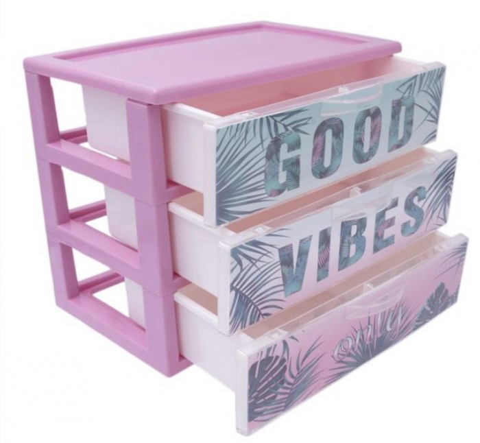 Organizator birou Good Vibes cu 3 sertare  pentru accesorii de birotica [2]