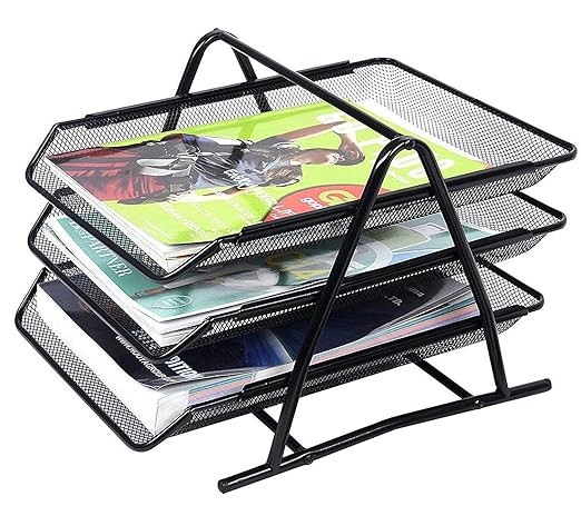 Organizator pentru documente cu 3 tavite suprapozabile,35x27 cm,negru [2]