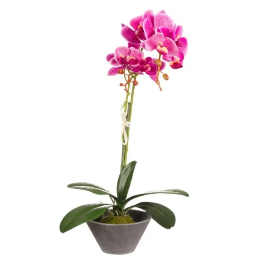 Orhidee artificiala cu 2 tije in ghiveci , roz,48 cm