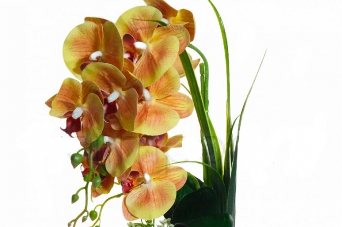 Orhidee artificiala decorativa in ghiveci ceramic [2]