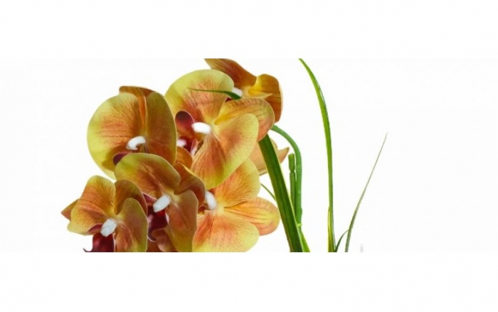 Orhidee artificiala decorativa in ghiveci ceramic [3]