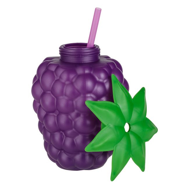 Pahar in forma de fructe padure cu pai,plastic,mov,800 ml [2]