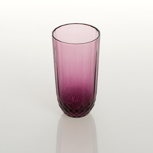 Pahar pentru bauturi,design dungi in relief,sticla,mov,345 ml [2]
