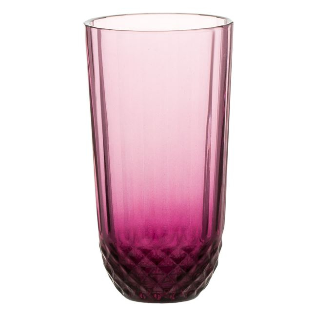 Pahar pentru bauturi,design dungi in relief,sticla,mov,345 ml