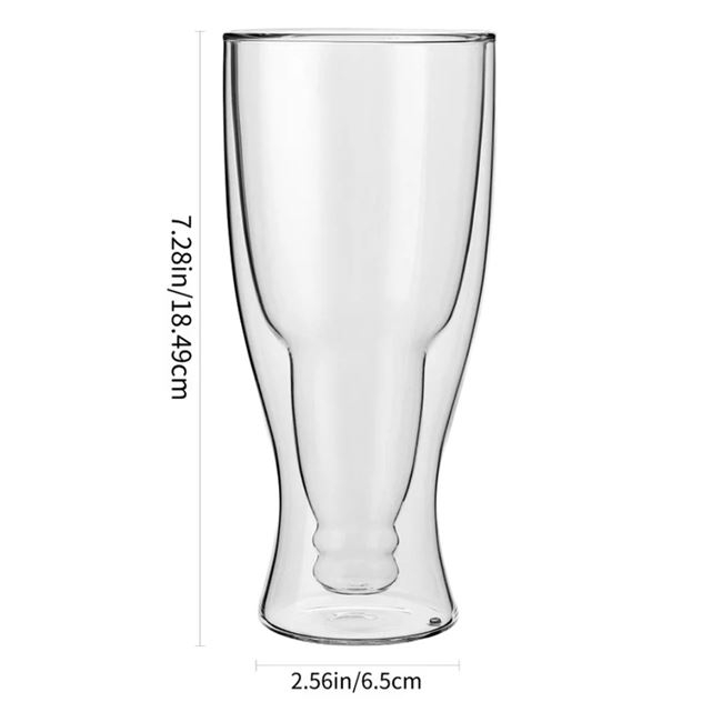 Pahar pentru bere din sticlă transparentă cu perete dublu și model sticlă de bere,400 ml [4]