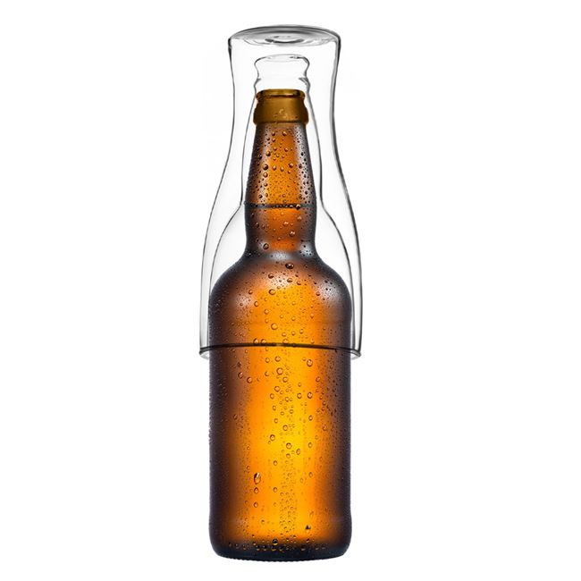 Pahar pentru bere din sticlă transparentă cu perete dublu și model sticlă de bere,400 ml [5]