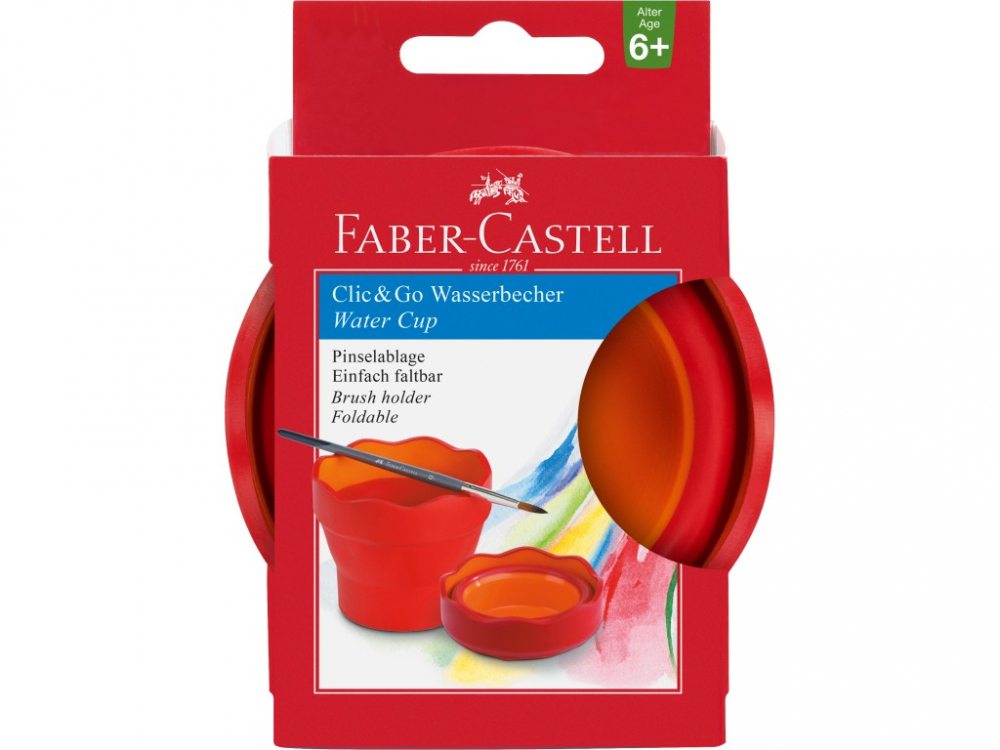 Pahar pentru pictura Click-Go, rosu ,   Faber-Castell