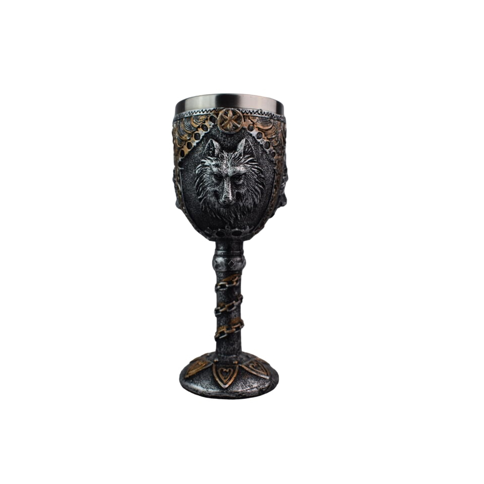Pahar pentru vin model medieval ,lup,inox si rasina, 150 ml [2]