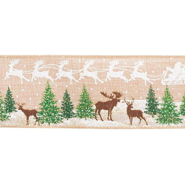 Panglica Brad de Craciun pentru decorare,bej,5mx6.3 cm [2]