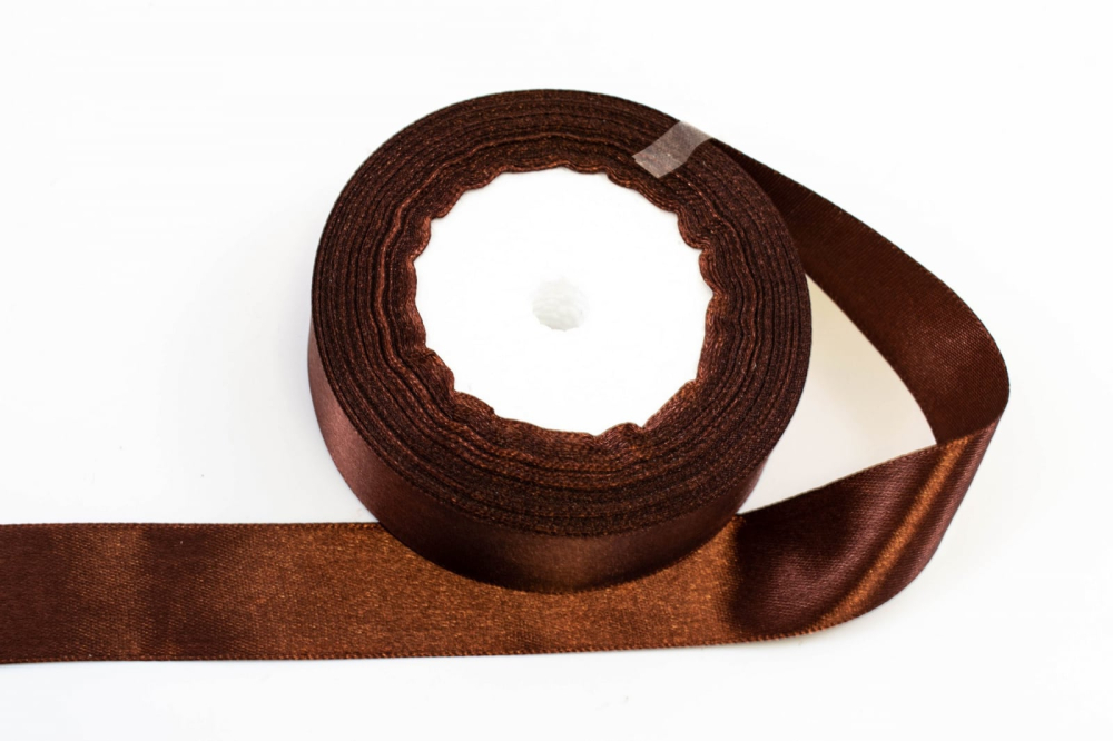 AMACS Panglica din satin pentru decorare,maro inchis, 22.5m x 2 cm