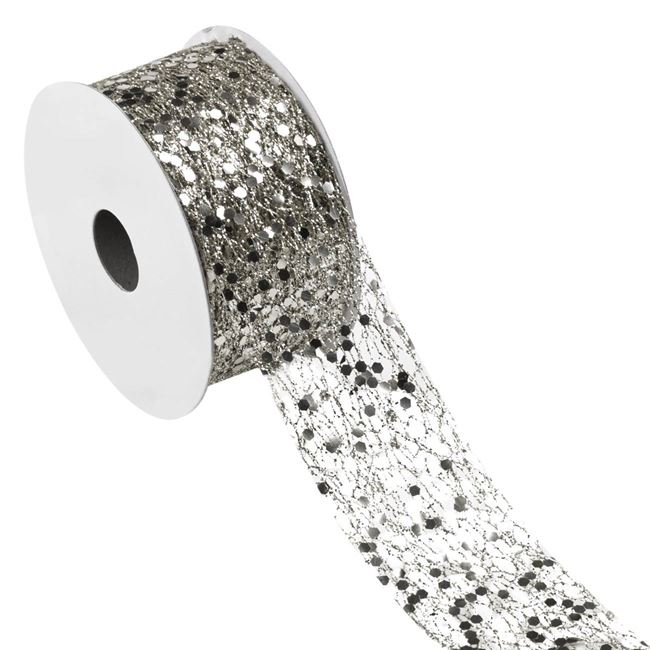 Panglica pentru decorare,argintiu glitter,5mx3.8 cm [1]