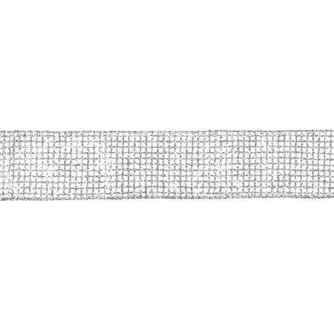 Panglica pentru decorare,argintiu glitter patratele,5mx3.8 cm [2]