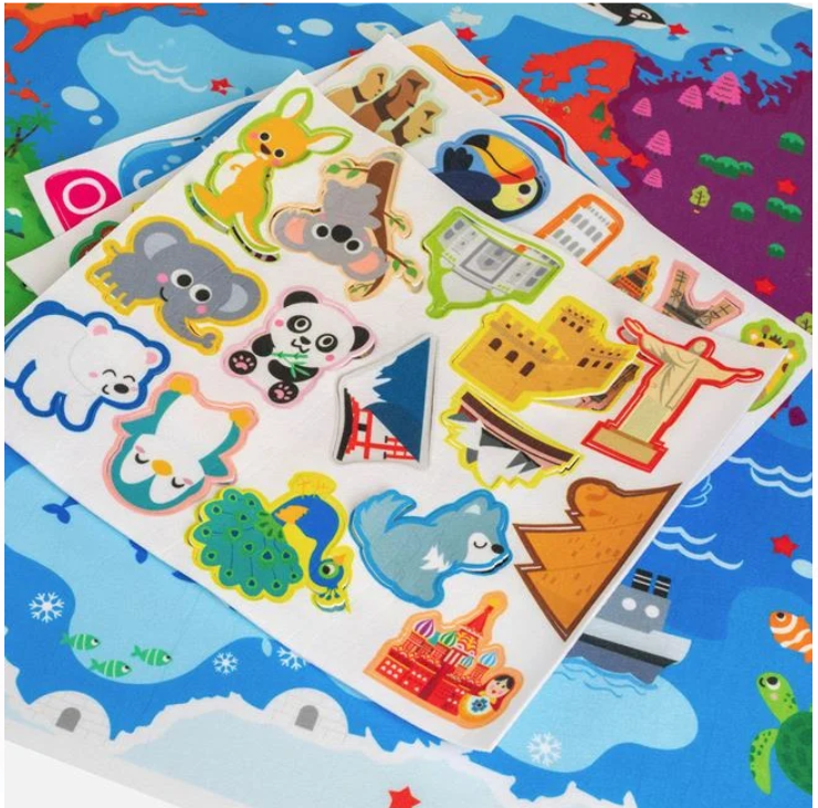 Panou educativ Busy Board Harta Interactiva a Lumii din fetru, 103x70 cm [2]