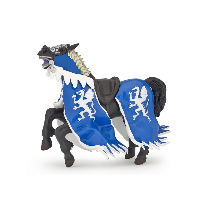 PAPO - Figurina Calul Regelui cu Blazon Dragon Albastru  [2]