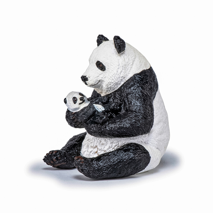 PAPO - Figurina Urs Panda Șezând cu Pui în Brațe  [7]