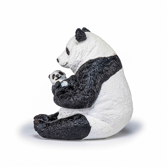 PAPO - Figurina Urs Panda Șezând cu Pui în Brațe  [6]