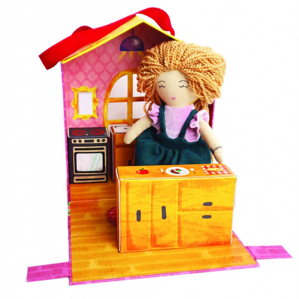 Set de joaca Papusa Anna cu casa si mobilier din carton,20 cm [2]