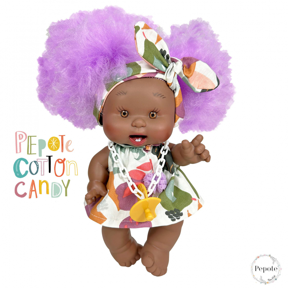 Papusa cu par mov afro Nines D Onil, Colectia Candy, cu miros de vanilie, 26 cm (2024)