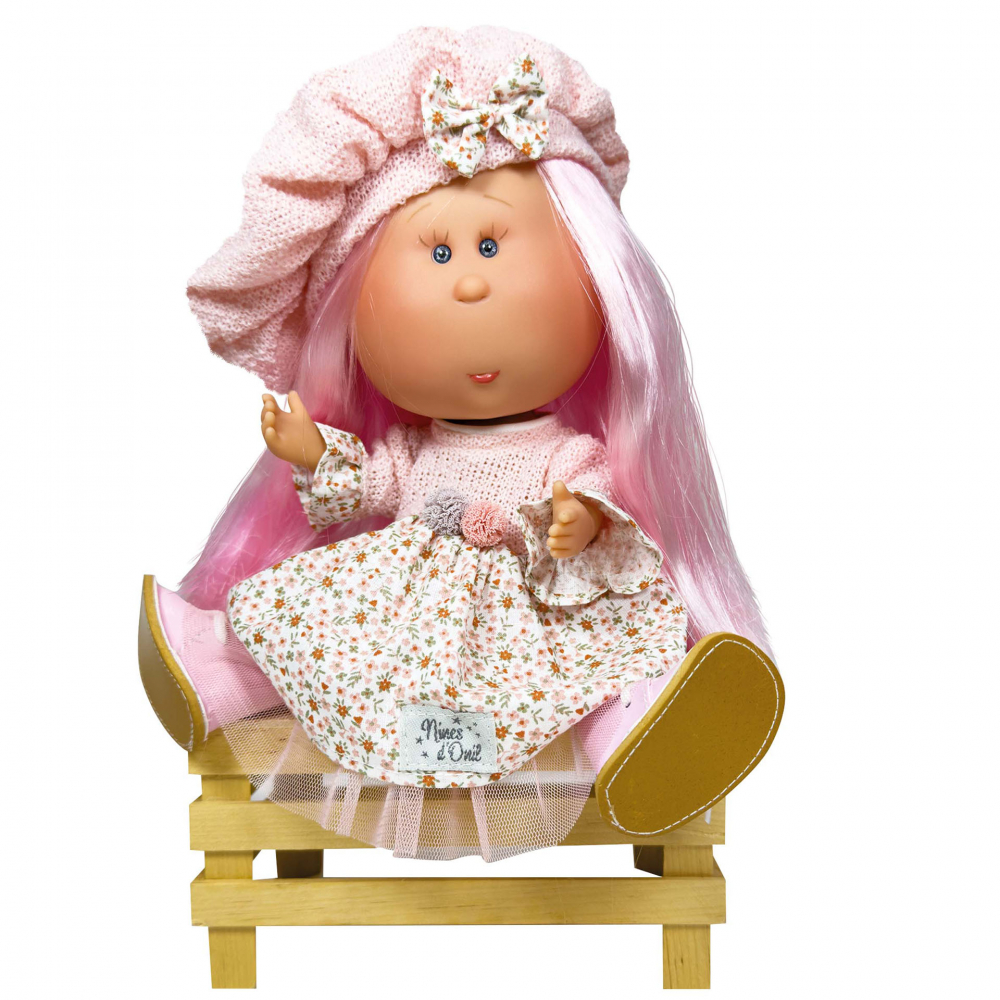 Papusa Nines D'Onil, Colectia Little Mia, cu parul roz, 23 cm [1]