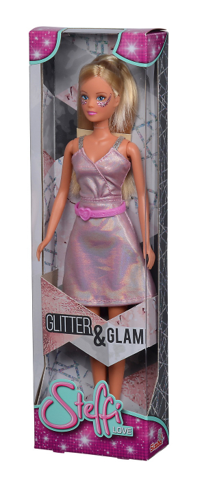 Papusa steffi glitter glam cu rochie roz [3]