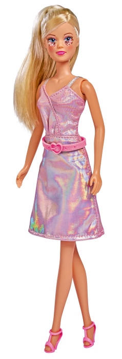 Papusa steffi glitter glam cu rochie roz [2]