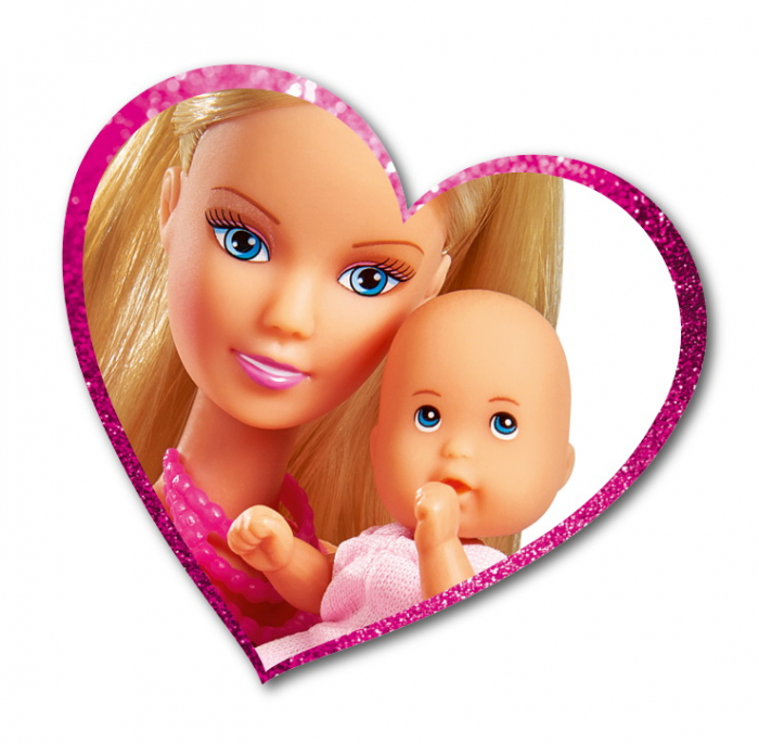 Papusa Steffi cu Rochiță Roz și Cărucior Bebe  [3]