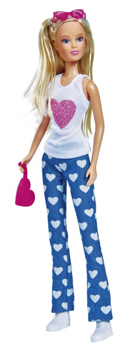 Papusa steffi jeans fashion cu bluza alba [2]