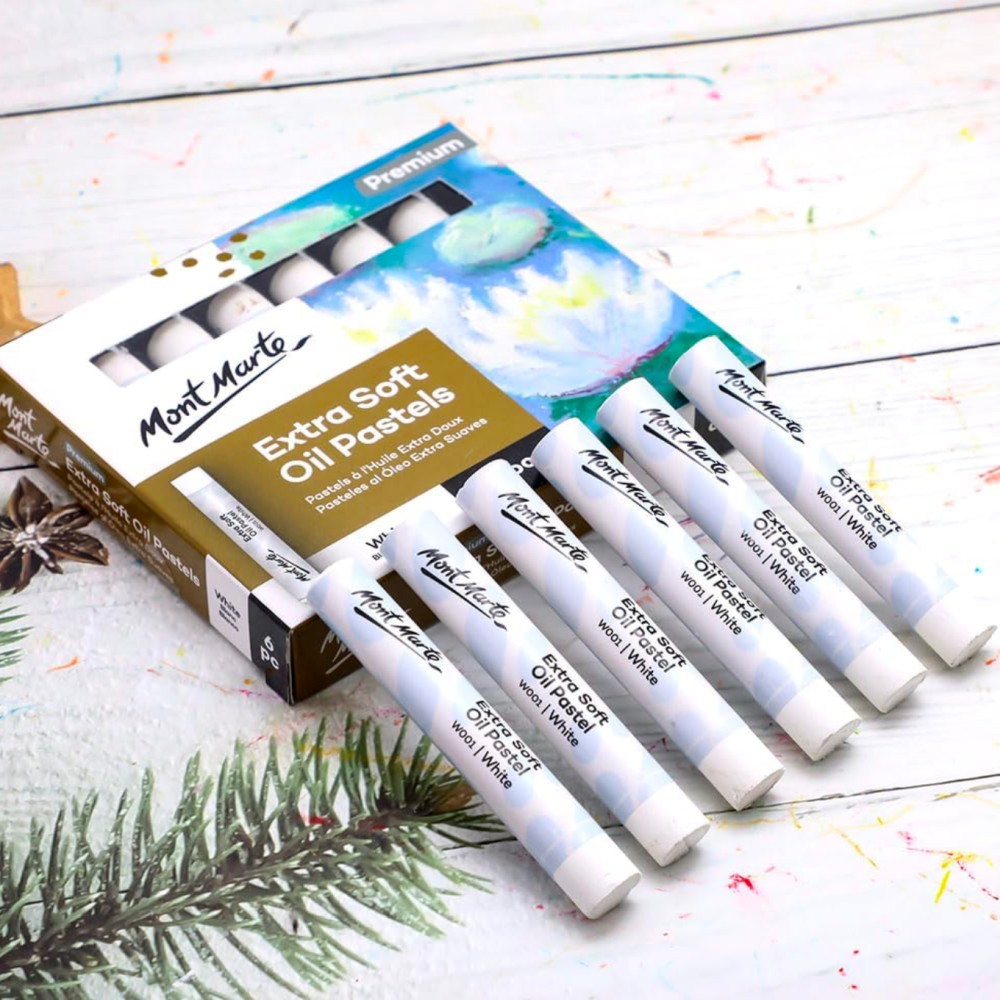 Pasteluri uleioase extra fine albe Mont Marte, 6 buc/set [2]