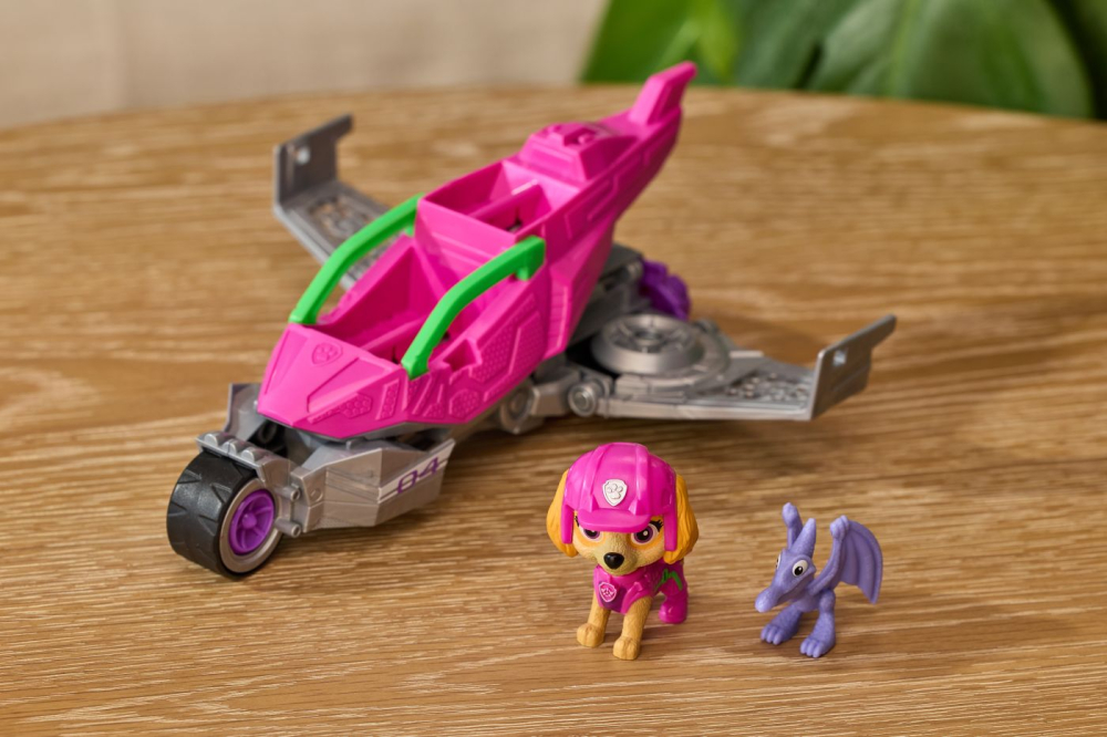 PATRULA CATELUSILOR FILMUL CU DINOZAURI SET DINO VEHICUL AVION CU FIGURINA SKYE SI ACCESORII 15CM [6]