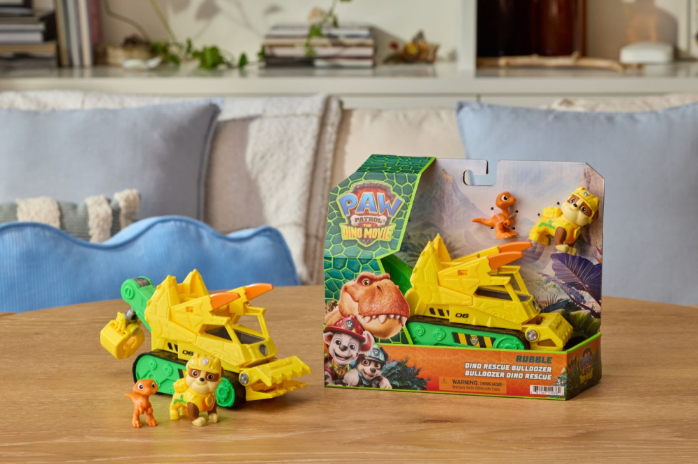 PATRULA CATELUSILOR FILMUL CU DINOZAURI SET DINO VEHICUL BULDOZER CU FIGURINA RUBBLE SI ACCESORII 15CM [2]