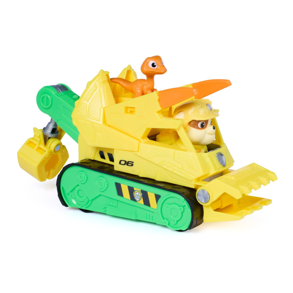 PATRULA CATELUSILOR FILMUL CU DINOZAURI SET DINO VEHICUL BULDOZER CU FIGURINA RUBBLE SI ACCESORII 15CM [7]