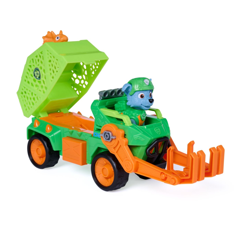 PATRULA CATELUSILOR FILMUL CU DINOZAURI SET DINO VEHICUL CAMION DE RECICLARE CU FIGURINA ROCKY SI ACCESORII 15CM [5]