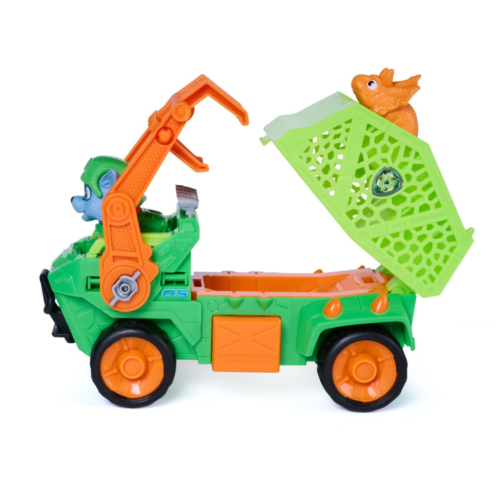 PATRULA CATELUSILOR FILMUL CU DINOZAURI SET DINO VEHICUL CAMION DE RECICLARE CU FIGURINA ROCKY SI ACCESORII 15CM [6]
