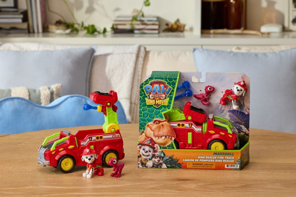 PATRULA CATELUSILOR FILMUL CU DINOZAURI SET DINO VEHICUL DE POMPIERI CU FIGURINA MARSHALL SI ACCESORII 15CM [8]