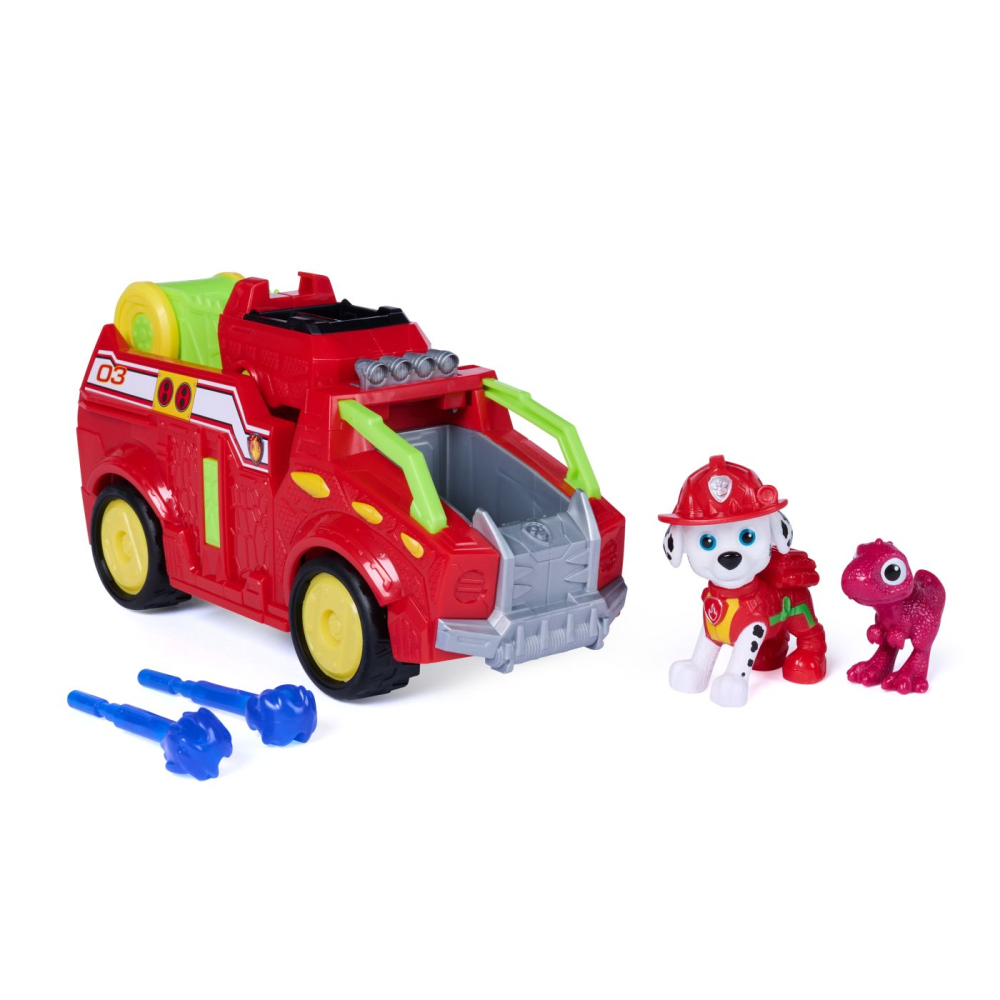 PATRULA CATELUSILOR FILMUL CU DINOZAURI SET DINO VEHICUL DE POMPIERI CU FIGURINA MARSHALL SI ACCESORII 15CM [2]