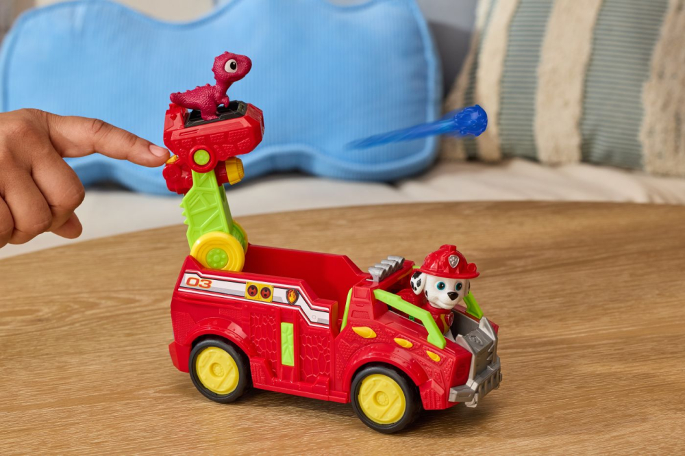 PATRULA CATELUSILOR FILMUL CU DINOZAURI SET DINO VEHICUL DE POMPIERI CU FIGURINA MARSHALL SI ACCESORII 15CM [7]
